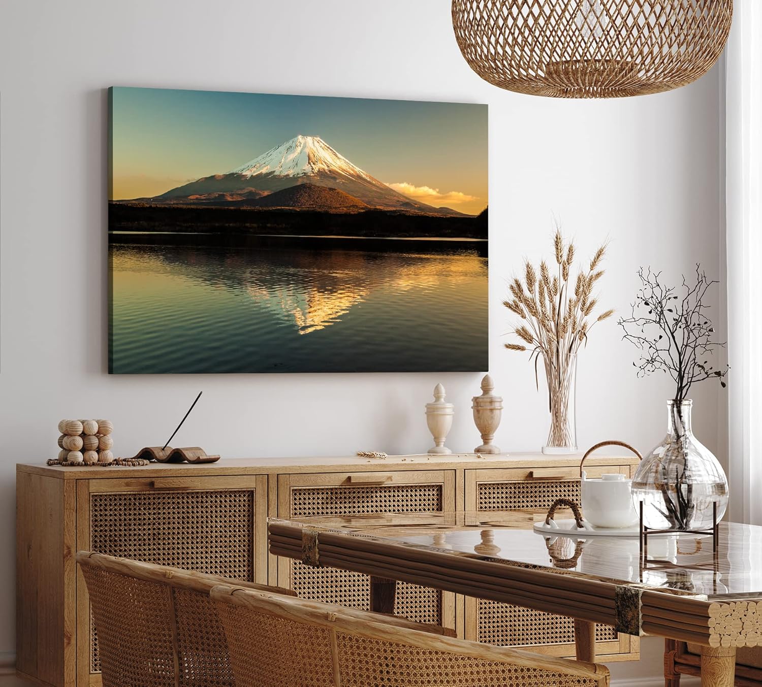 Paul Sinus Wandbild 120x80cm Fuji Berggipfel Japan Vulkan See Berg Schneegipfel