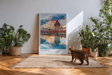 Paul Sinus Kunstdruck 40x60cm Luzern Schweiz mit Kapellbrücke und Wasserturm bei Sonnenuntergang