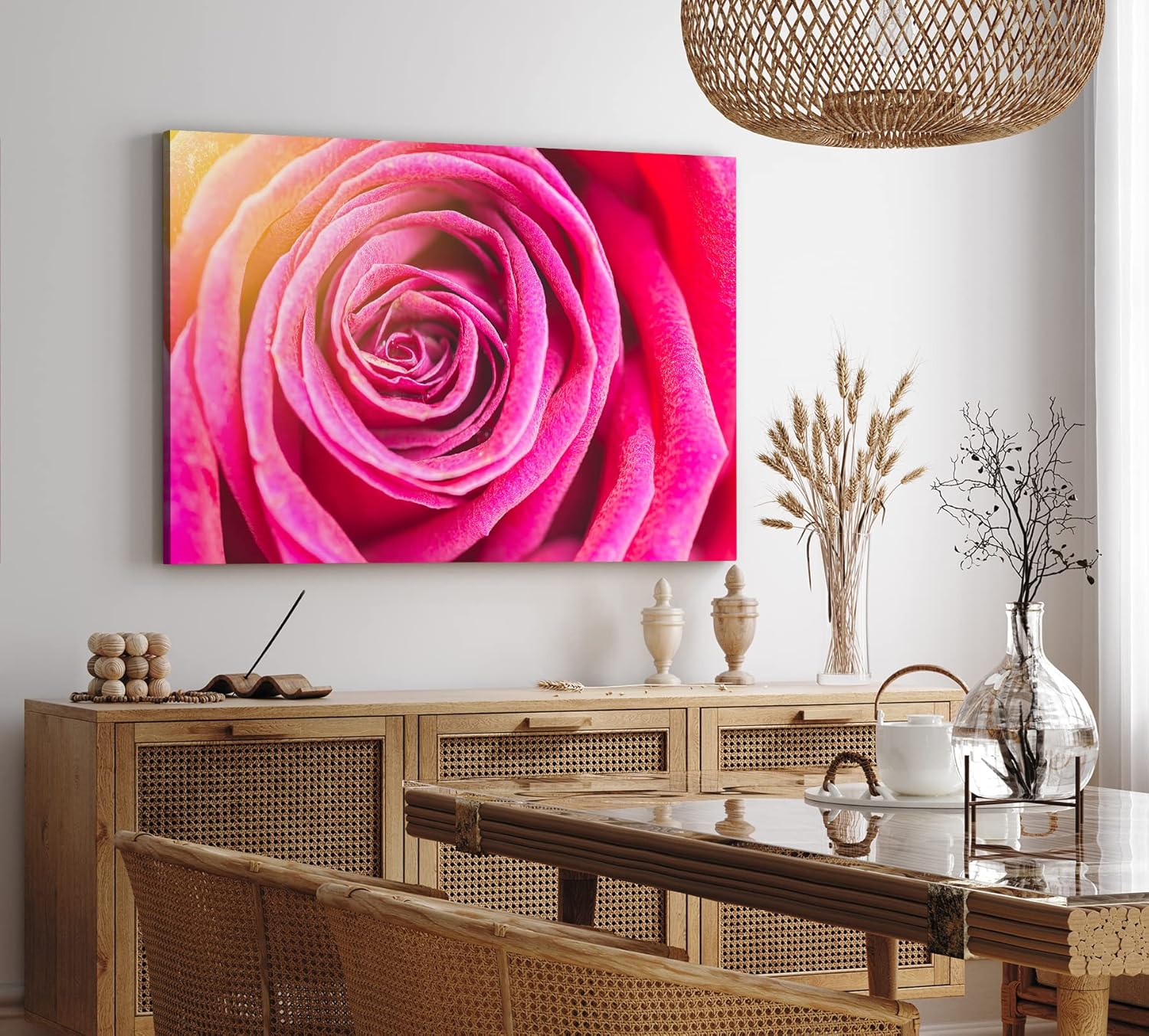 Paul Sinus Wandbild 120x80cm Rose Rosenblüte Rot Blume Blüte Kunstvoll Nahaufnahme