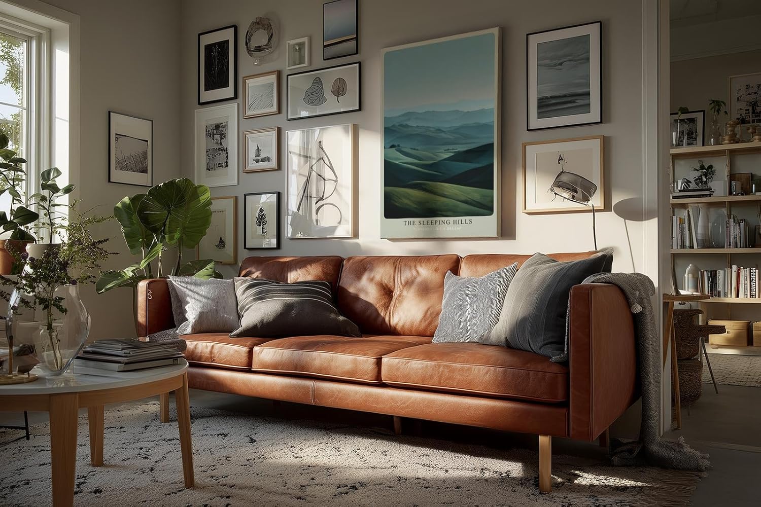 Paul Sinus Wandbild in 40x60cm The Sleeping Hills – sanfte Hügellandschaft in harmonischen Grüntönen für ruhige und stilvolle Raumgestaltung