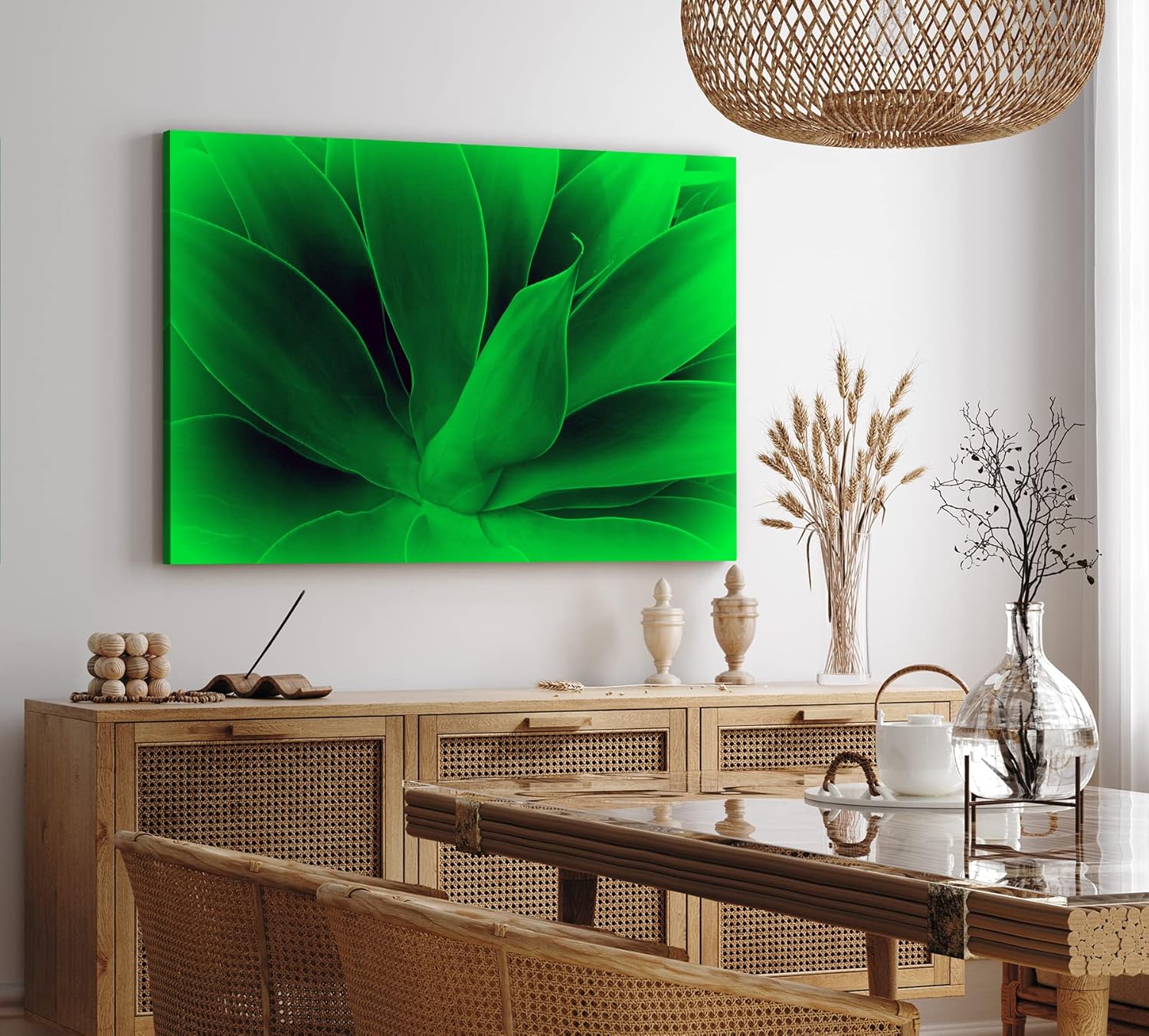 Paul Sinus Wandbild 120x80cm Aloe Vera Pflanze Grün Nahaufnahme Kunstvoll