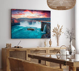 Paul Sinus Wandbild 120x80cm Godafoss Wasserfall Island Berge Natur Wasser