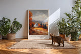 Paul Sinus Kunstdruck 40x60cm Autumn Cabin – Weißes Haus in herbstlicher Landschaft mit goldroten Wäldern und weiter Aussicht