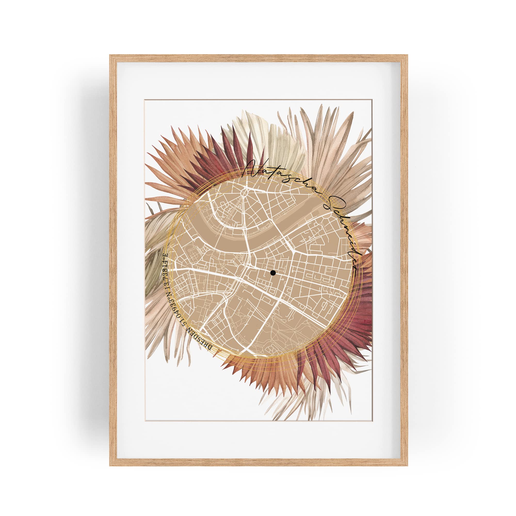 Paul Sinus Bilderrahmen personalisiert mit deinen GPS Koordinaten und Namen. 30cm x 42cm Holz Wechselrahmen mit Glas. Individuelles Geschenk. (ohne Rahmen)