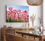 Paul Sinus Wandbild 120x80cm Tulpen Blumen Blüten Sommer Sonnenschein Rosa