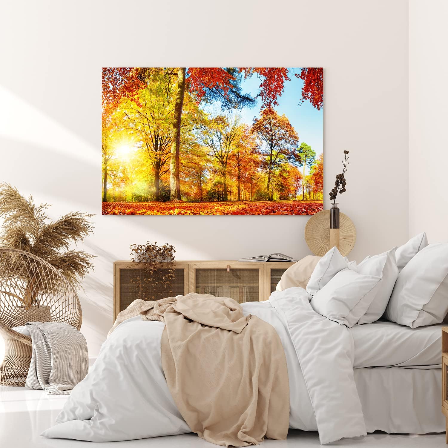 Paul Sinus Wandbild 120x80cm Wald Bäume Herbst Sonnenschein Herbstblätter Natur