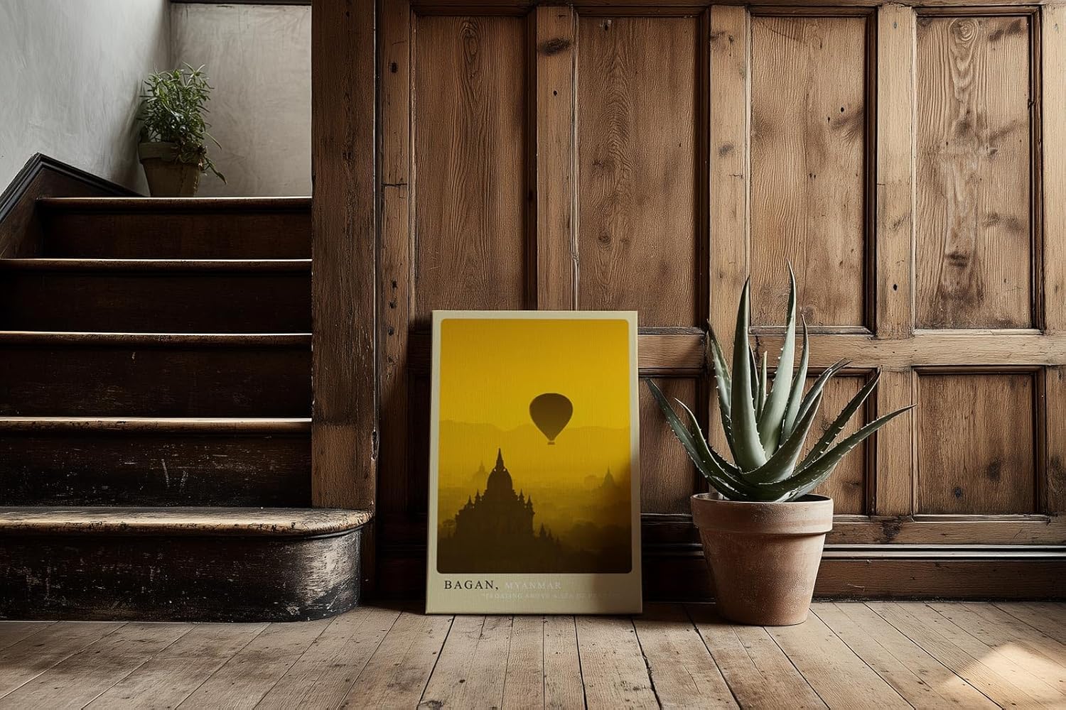 Paul Sinus Kunstdruck 40x60cm Bagan – Heißluftballon über buddhistischen Tempeln bei Sonnenaufgang