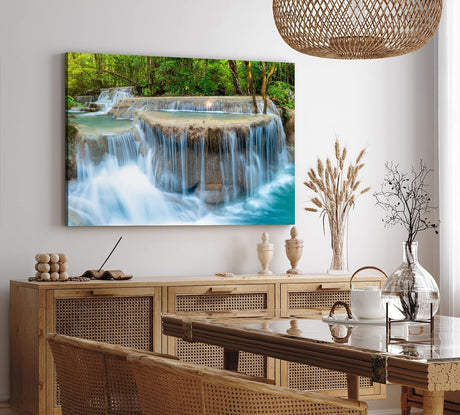 Paul Sinus Wandbild 120x80cm Erawan Falls Thailand Wasserfälle im Dschungel Natur