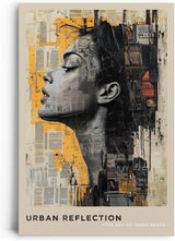 Paul Sinus Leinwandbild 80x120cm Leinwandbild Urban Reflection moderne Kunst abstrakte Ästhetik Stadtleben Porträt Street Art Ausdruckskraft