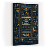 Paul Sinus Wandbild in 40x60cm The Return of the Sky Gods – Goldene und blaue Hieroglyphen mit futuristischen Raumschiffen
