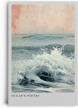 Paul Sinus Leinwandbild 60x90cm Ozeanpoesie – Ausdrucksstarke Meereswelle mit sanften Pastelltönen und nostalgischer Textur