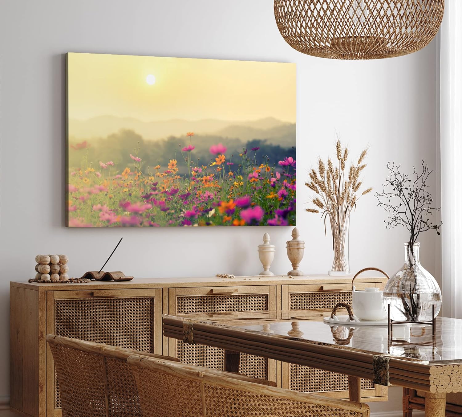 Paul Sinus Wandbild 120x80cm Wildblumen Blüten Blumen Blumenwiese Sonnenschein