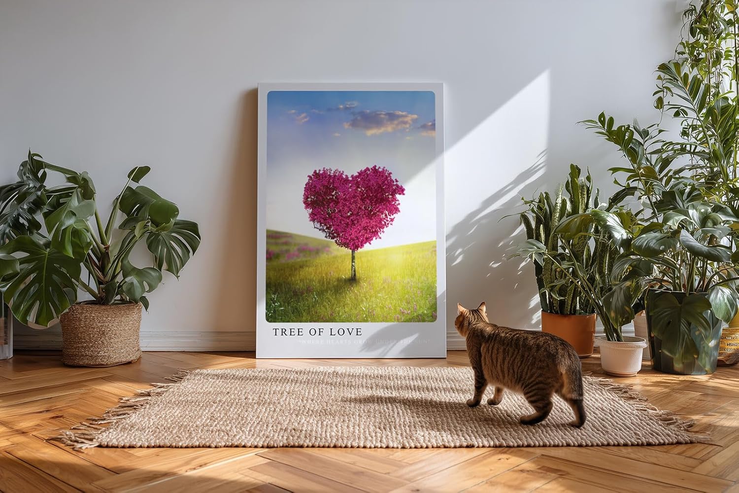 Paul Sinus Kunstdruck 40x60cm Tree of Love – Herzbaum im sonnendurchfluteten Frühlingsfeld