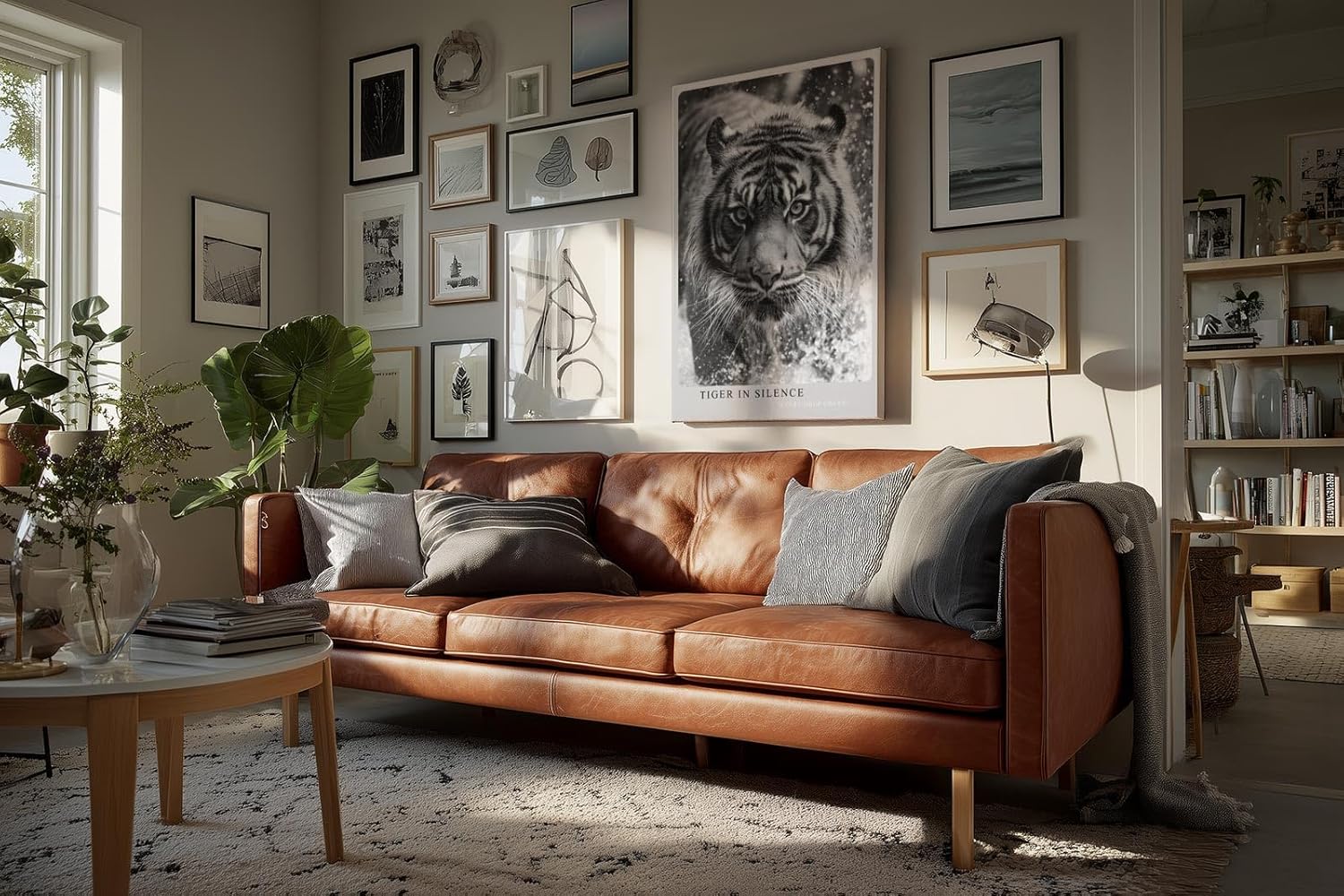 Paul Sinus Wandbild in 40x60cm Tiger in Silence – Ausdrucksstarkes Schwarz-Weiß-Porträt eines Tigers im Wasser