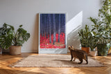 Paul Sinus Kunstdruck 40x60cm Autumn Forest Canada herbstlicher Wald mit rotem Laub und tiefen Baumstämmen in Kontraststimmung