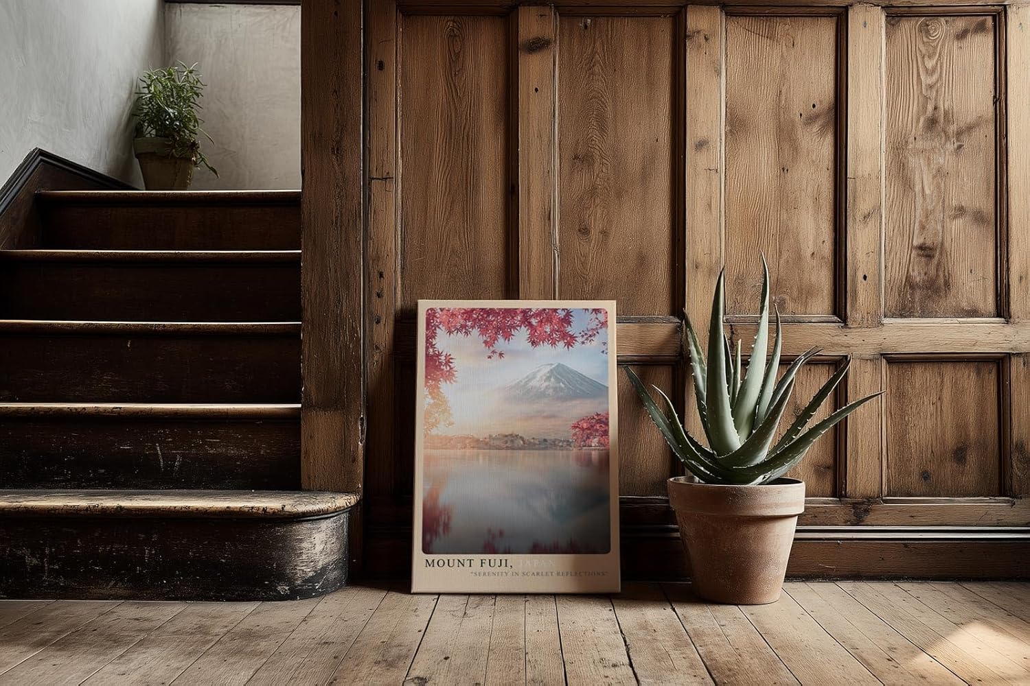 Paul Sinus Kunstdruck 40x60cm Mount Fuji Japan mit Kirschblütenrahmung und Spiegelung im See