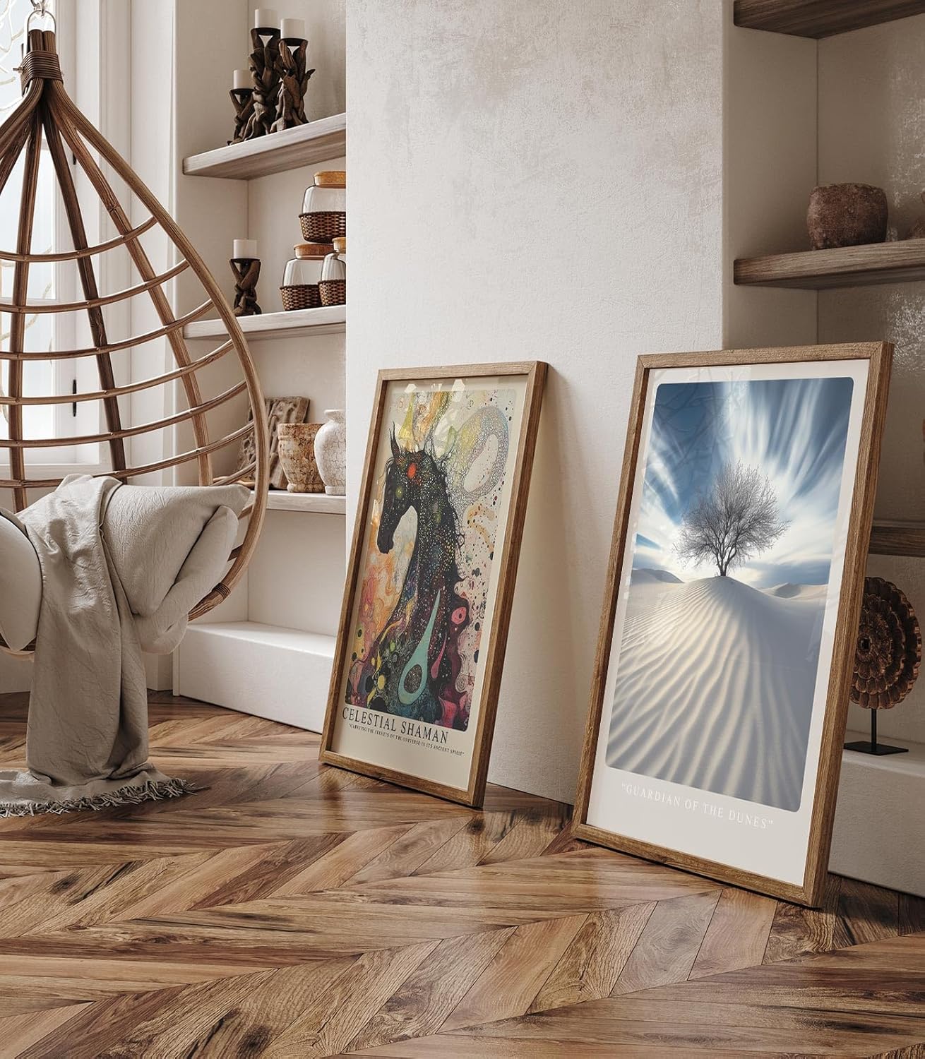 Paul Sinus Leinwandbild 60x90cm Guardian of the Dunes – Mystischer Baum in der Wüste, Sanddünen, Licht und Schatten, Himmel, Natur, Stille, Einsamkeit