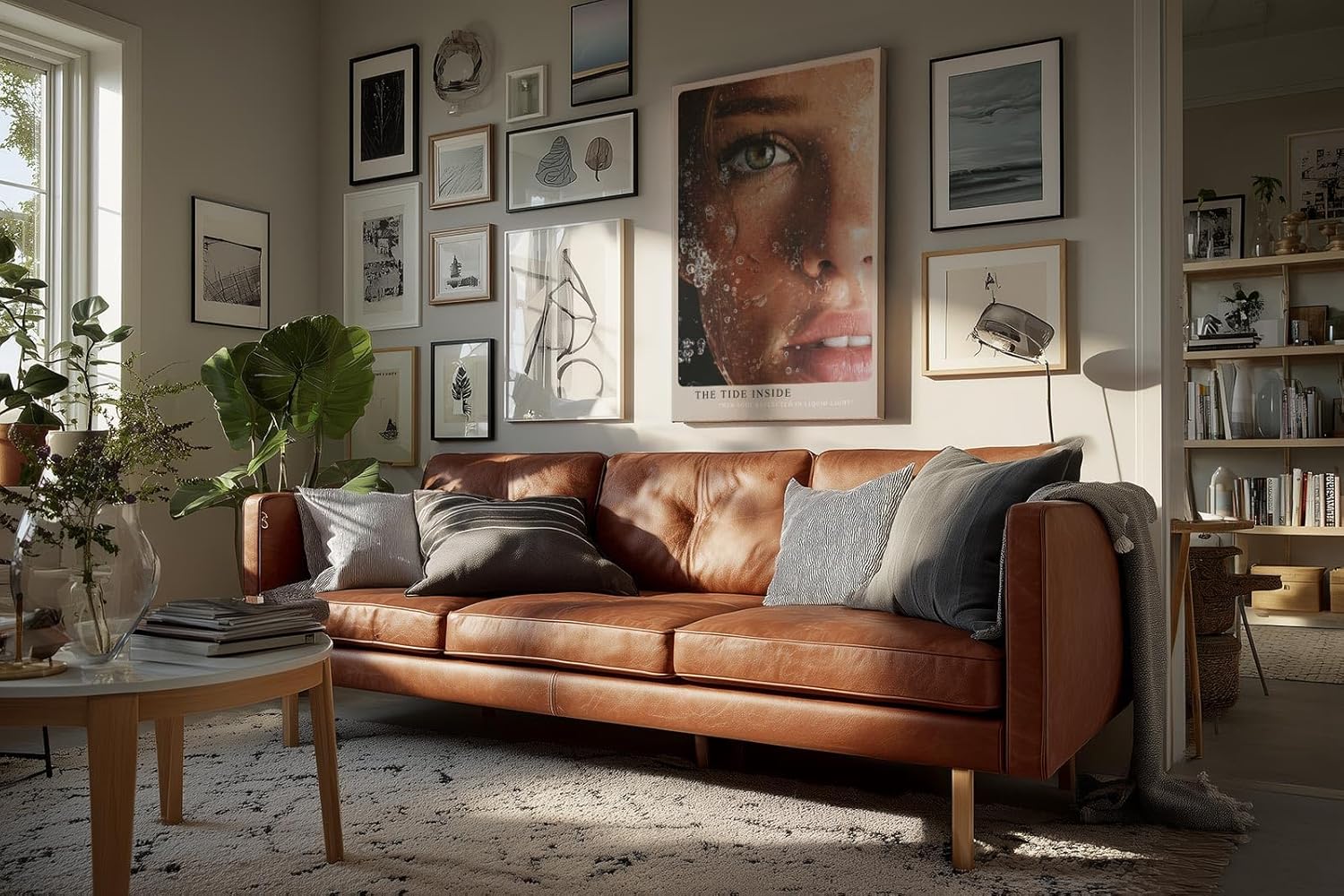 Paul Sinus Wandbild in 40x60cm The Tide Inside hyperrealistisches Porträt eines grünen Auges mit Wasser und Lichtreflexen