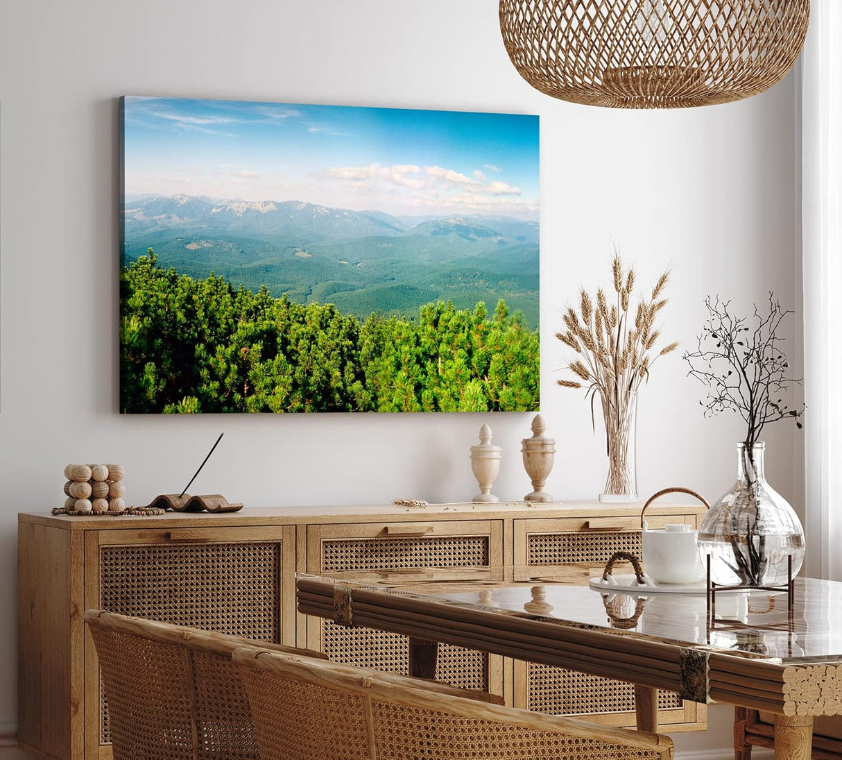 Paul Sinus Wandbild 120x80cm Grüne Berglandschaft Berge Hügel Natur Wald