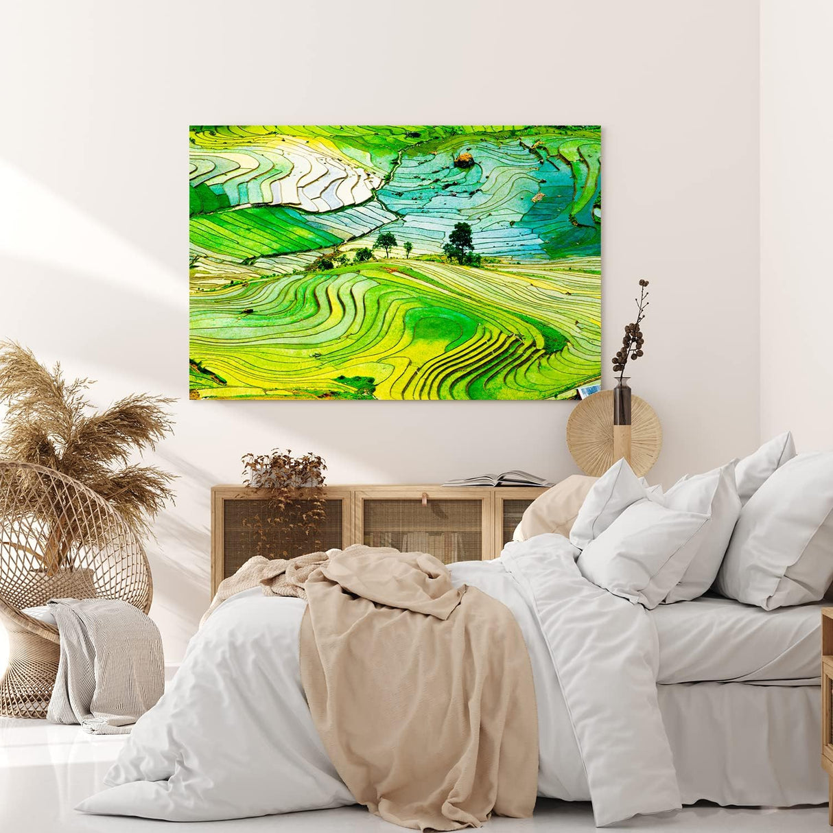 Paul Sinus Wandbild 120x80cm Reisfelder Reisanbau Grün Thailand Asien Landschaftsbild