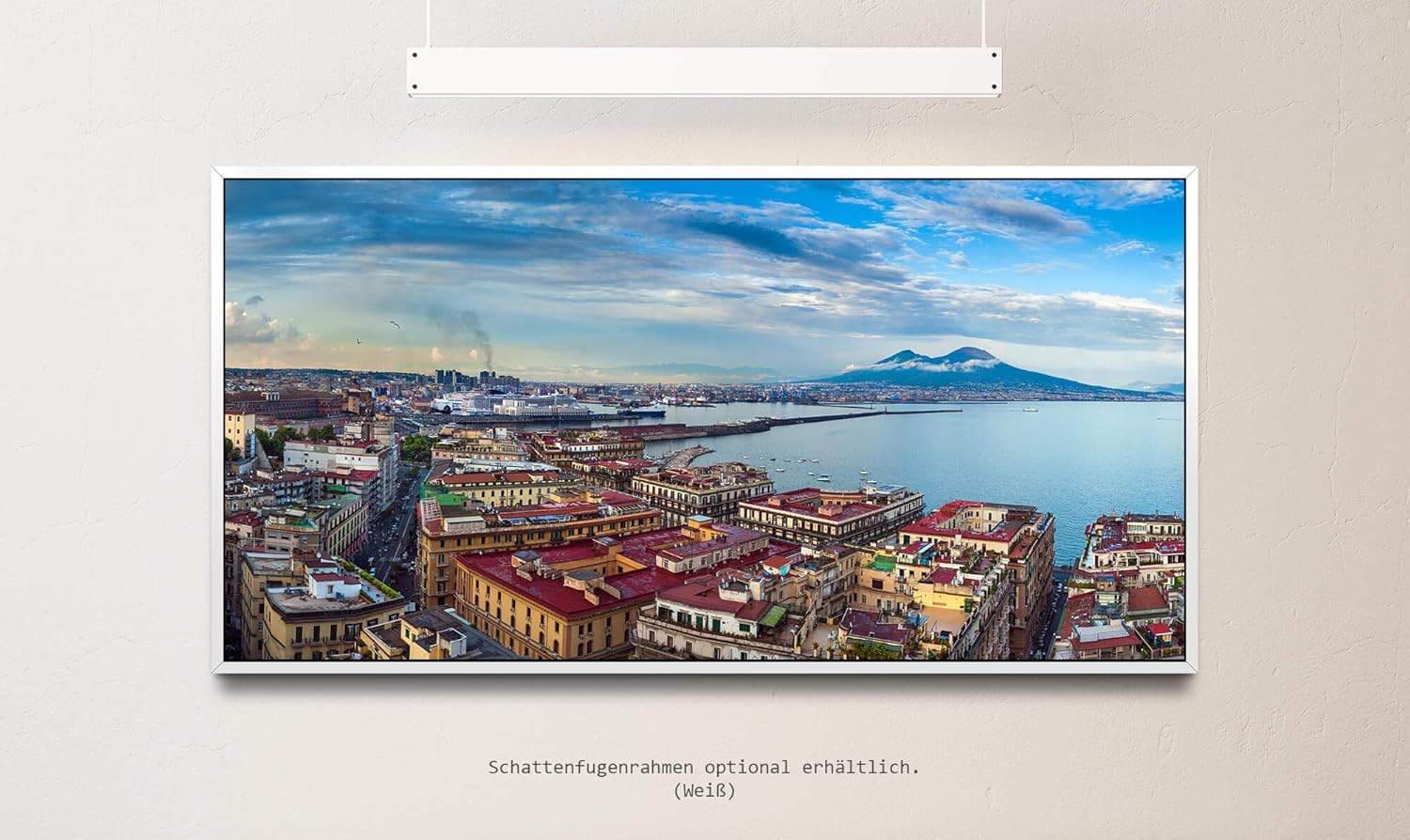 Italien Panorama ca. 130x70cm Wandbild inklusive Schattenfugenrahmen weiss - Panorama Leinwand Bild XXL Format Wandbilder Wohnzimmer Wohnung Deko Kunstdrucke
