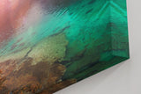 Sinus Art Wandbild 120x80cm Faszinierende Felslandschaft mit türkisfarbenem Wasser und warmem Lichtspiel