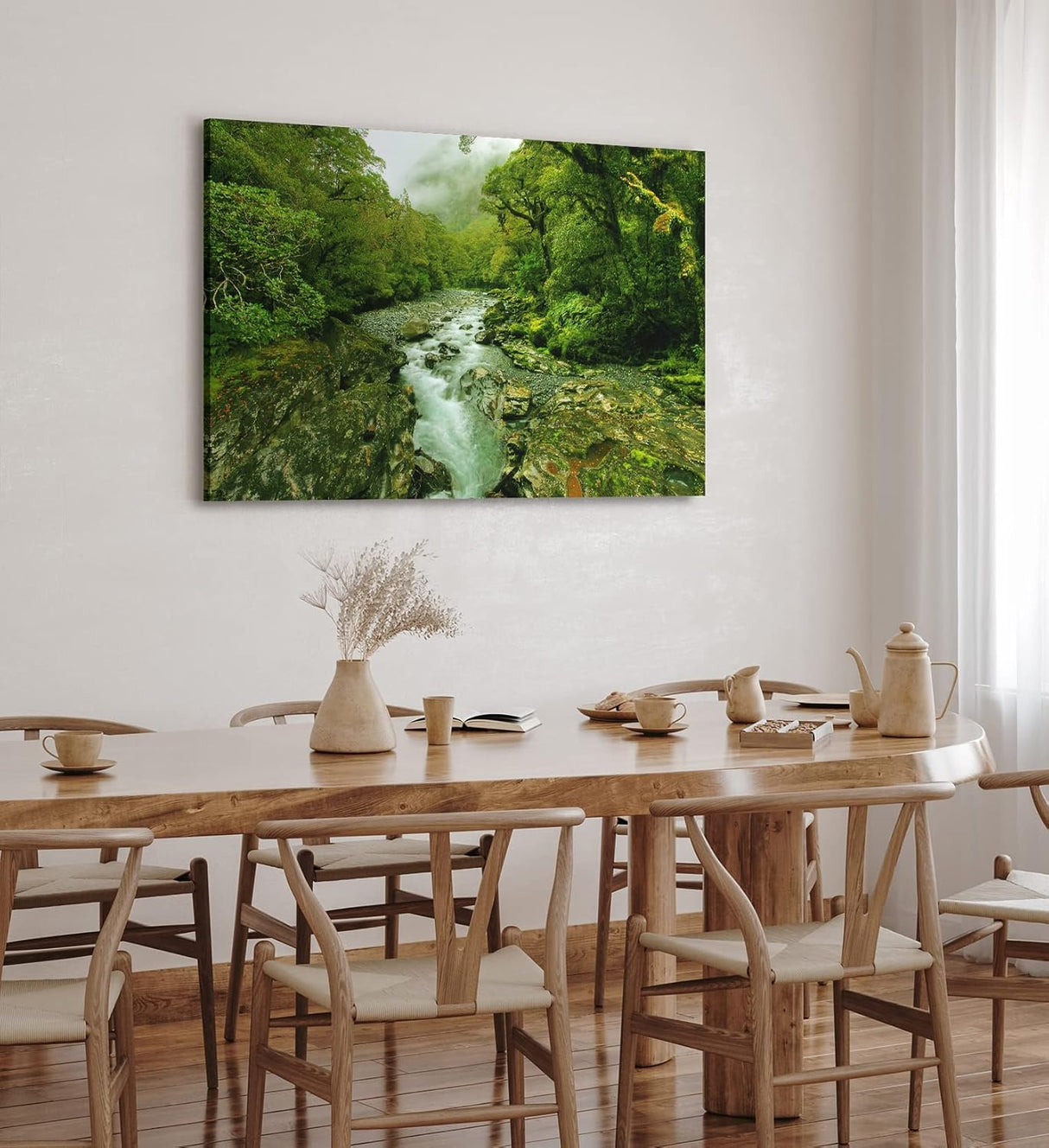 Paul Sinus Wandbild 120x80cm Bach Naturbach Dschungel Grün Bäume Wasser
