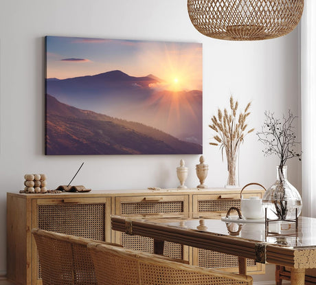 Paul Sinus Wandbild 120x80cm Berge Sonnenstrahl Berglandschaft Sonnenuntergang Gebirge