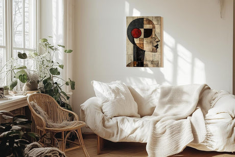 Paul Sinus 60x90cm Wandbild Zeitloser Blick – Modernes Kopfporträt als abstrakte Kunst auf Leinwand Holzrahmen