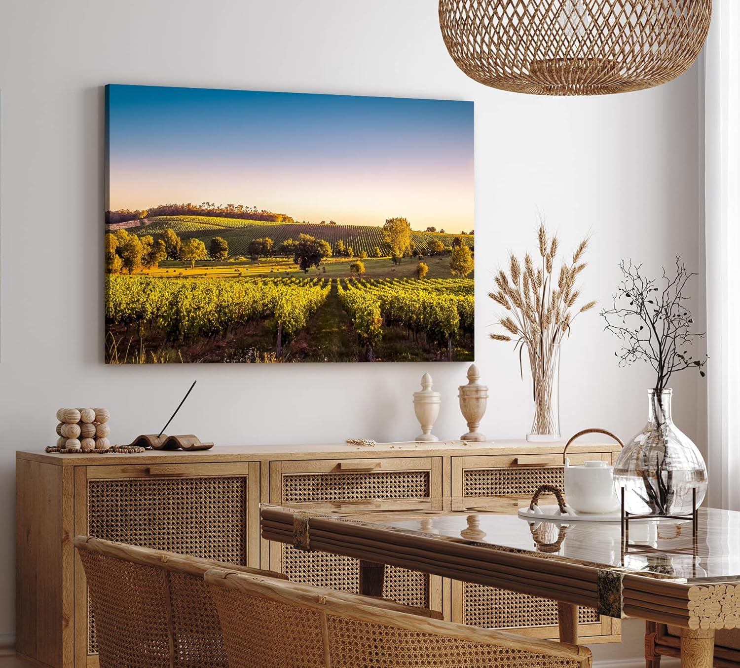 Paul Sinus Wandbild 120x80cm Frankreich Weinfelder Weinstöcke Landschaft Sonnenuntergang