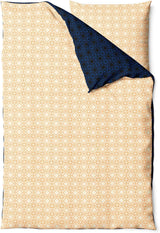 Sinus Art Mikrofaser Bettwäsche 135x200 cm + 80x80 cm – Wendedesign in Dunkelblau & Beige orangem Muster, pflegeleicht & atmungsaktiv
