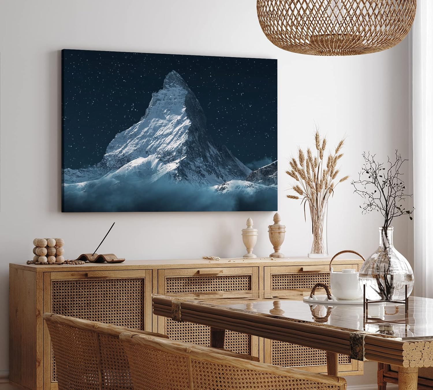 Paul Sinus Wandbild 120x80cm Matterhorn bei Nacht Berggipfel Sternenhimmel Sterne