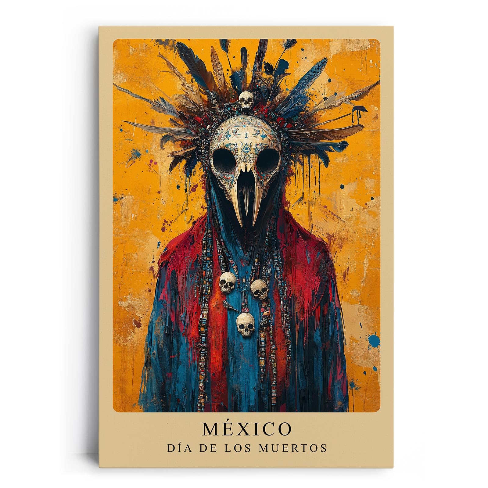 Paul Sinus Leinwandbild 80x120cm Día de los Muertos rituell mystisch kunstvolle Wandkunst kraftvoll faszinierend detailreich farbenfroh symbolisch