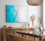 Paul Sinus Wandbild 120x80cm Luftaufnahme Strand Blau Meer Wellen Vogelperspektive