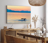 Wandbild 120x80cm Alaska Ozean Wal Walflosse Blaue Stunde Berge