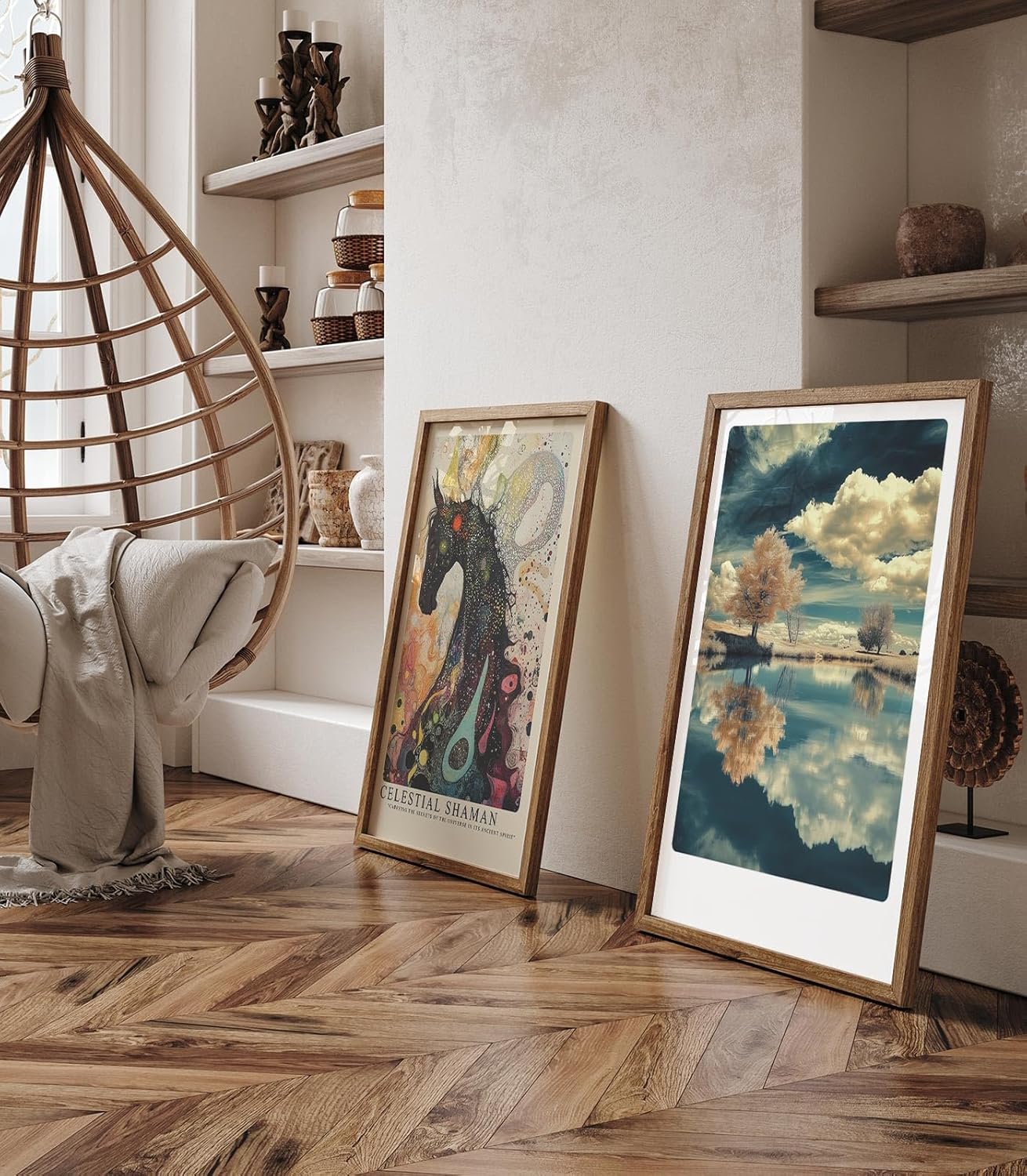 Paul Sinus Leinwandbild 60x90cm Spiegel der Natur – Faszinierende Landschaft mit surrealen Farben, Wolkenspiegelung und beruhigender Atmosphäre