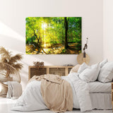 Paul Sinus Wandbild 120x80cm Wald Bäume Bach Sonnenstrahlen Natur Grün