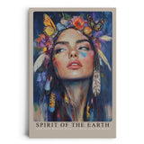 Paul Sinus Leinwandbild 40x60cm Geist der Erde – Ausdrucksstarkes Porträt mit Blumen, Schmetterlingen und federleichtem Boho-Stil