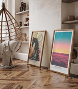 Paul Sinus Leinwandbild 80x120cm leuchtende Steppenlandschaft mit farbenprächtigem Himmel, faszinierende Wandkunst mit surrealem Farbverlauf