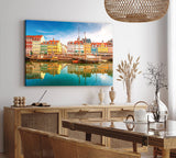 Paul Sinus Wandbild 120x80cm Kopenhagen Dänemark Boote bunte Häuser Promenade
