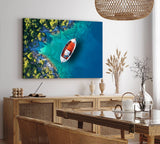 Paul Sinus Wandbild 120x80cm Kleines Boot Karibik Meer Türkis Süden Sommer