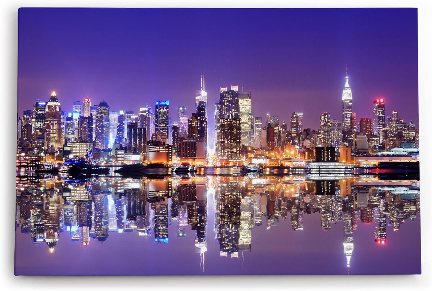 Paul Sinus Wandbild 120x80cm Manhattan Skyline New York Nacht Wolkenkratzer
