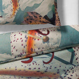 Sinus Art Bettwäsche 135x200 cm + 80x80 cm – Lilien Design auf Türkis – Mikrofaser – pflegeleicht, atmungsaktiv & farbbrillant