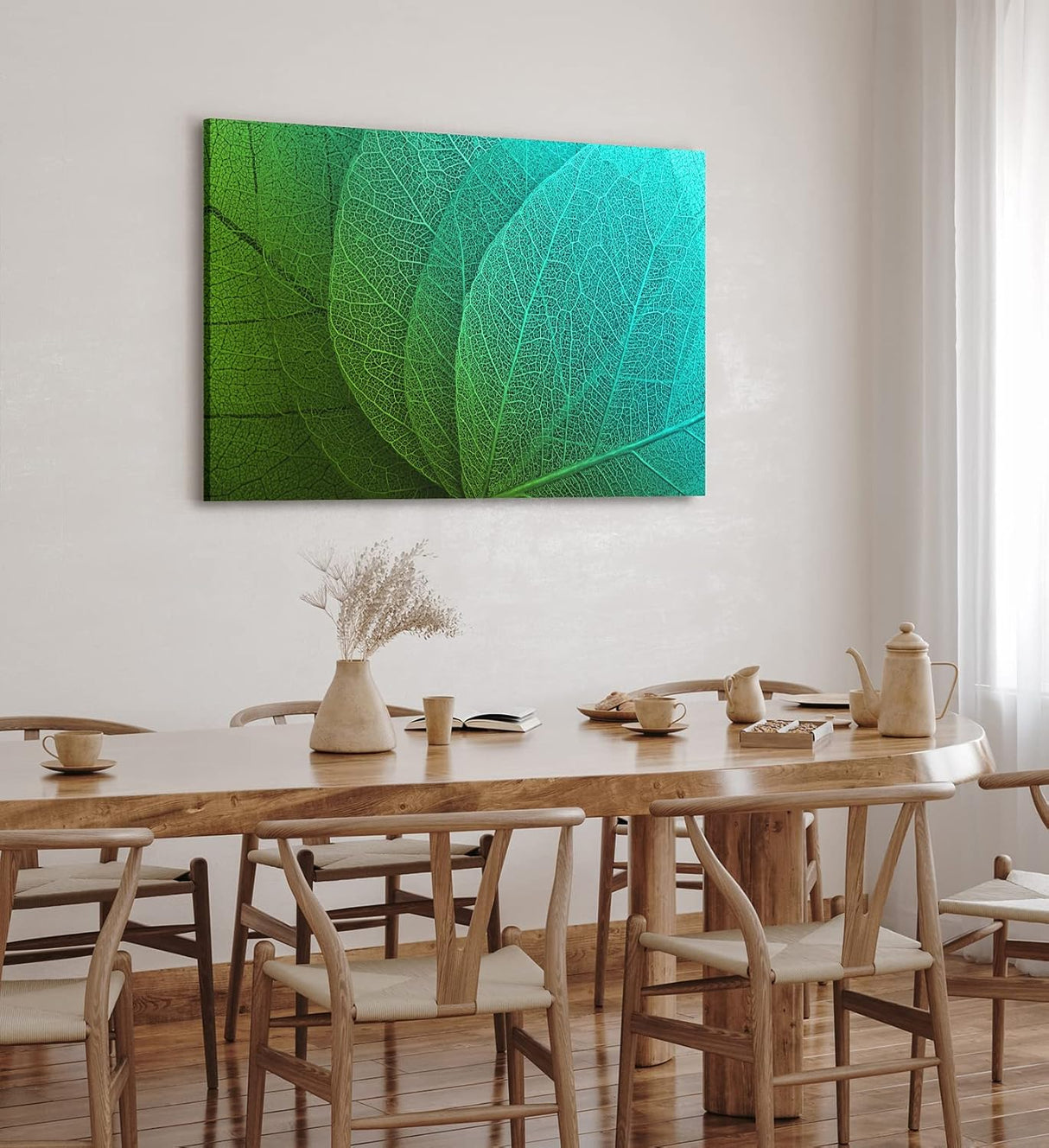 Paul Sinus Wandbild 120x80cm Pflanzenblatt grünes Blatt Nahaufnahme Dekorativ