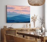 Paul Sinus Wandbild 120x80cm Gebirge Berglandschaft Sonnenuntergang Hügel Blau