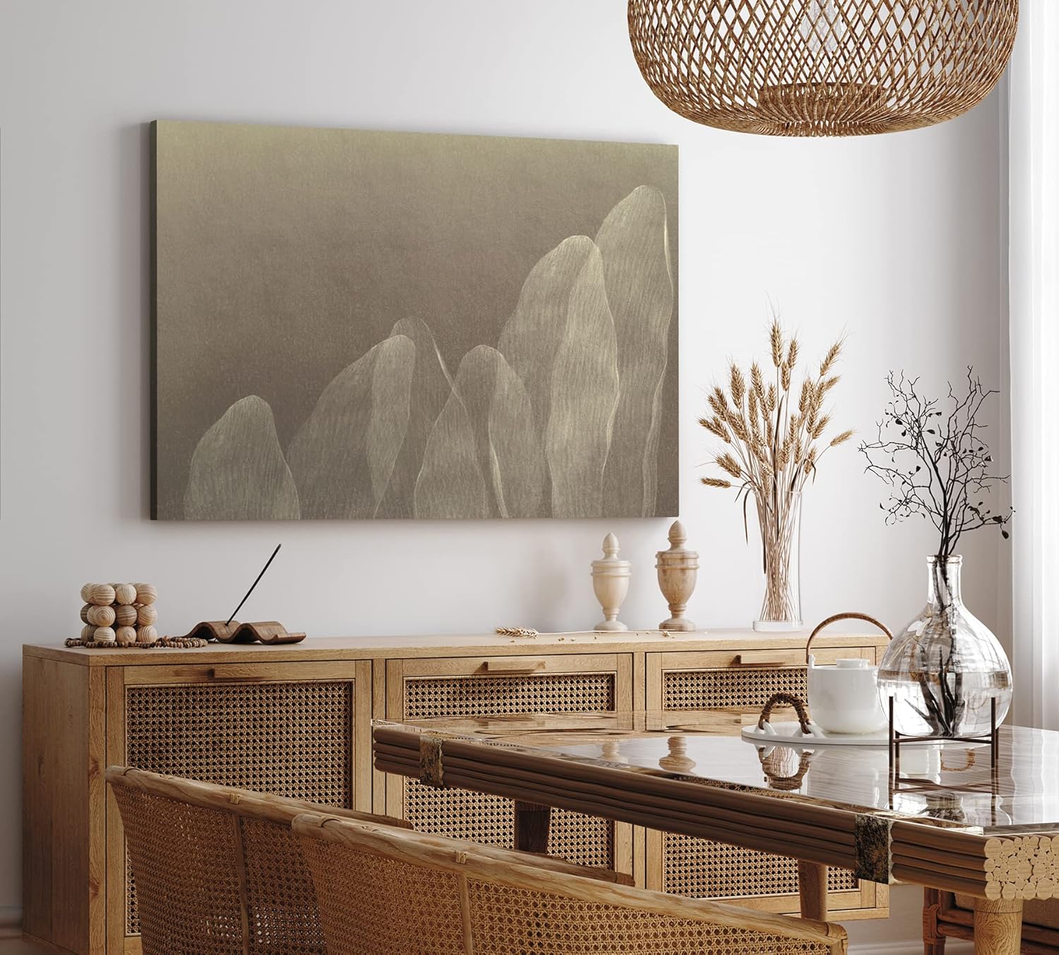 Wandbild 120x80cm Abstrakte Kunst Blüten Blütenblätter Braun Modern