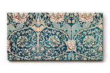 Sinus Art Wandbild 120x80cm Antik wirkendes Blütenmuster auf strukturreichem Türkisgrund mit floralen Elementen