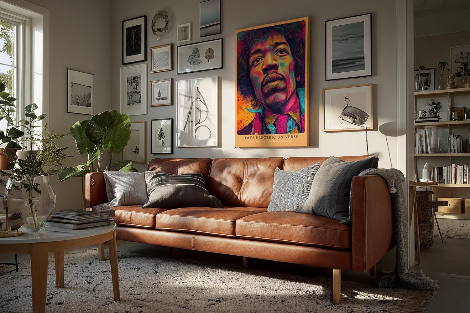 Paul Sinus Wandbild in 40x60cm Jimi's Electric Universe Buntes Musikerportrait mit intensiven Farbverläufen