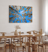 Wandbild 120x80cm Bäume Himmel Blau Herbst Baumkronen Natur
