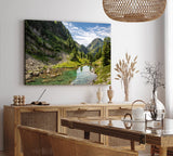 Paul Sinus Wandbild 120x80cm Berge Berglandschaft Bach Natur Bäume
